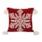 Glitzhome® 18" Knitted Snowflake Red Pillow Cover with Tassels
